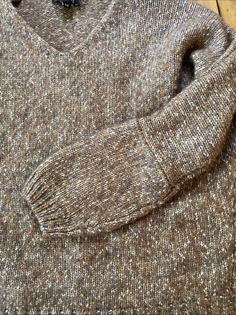 CHARLIE B Brown Marled V-Neck Sweater